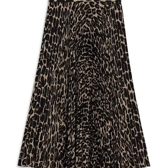 Theory Leopard Pleated Midi Skirt - Picture 6 of 7
